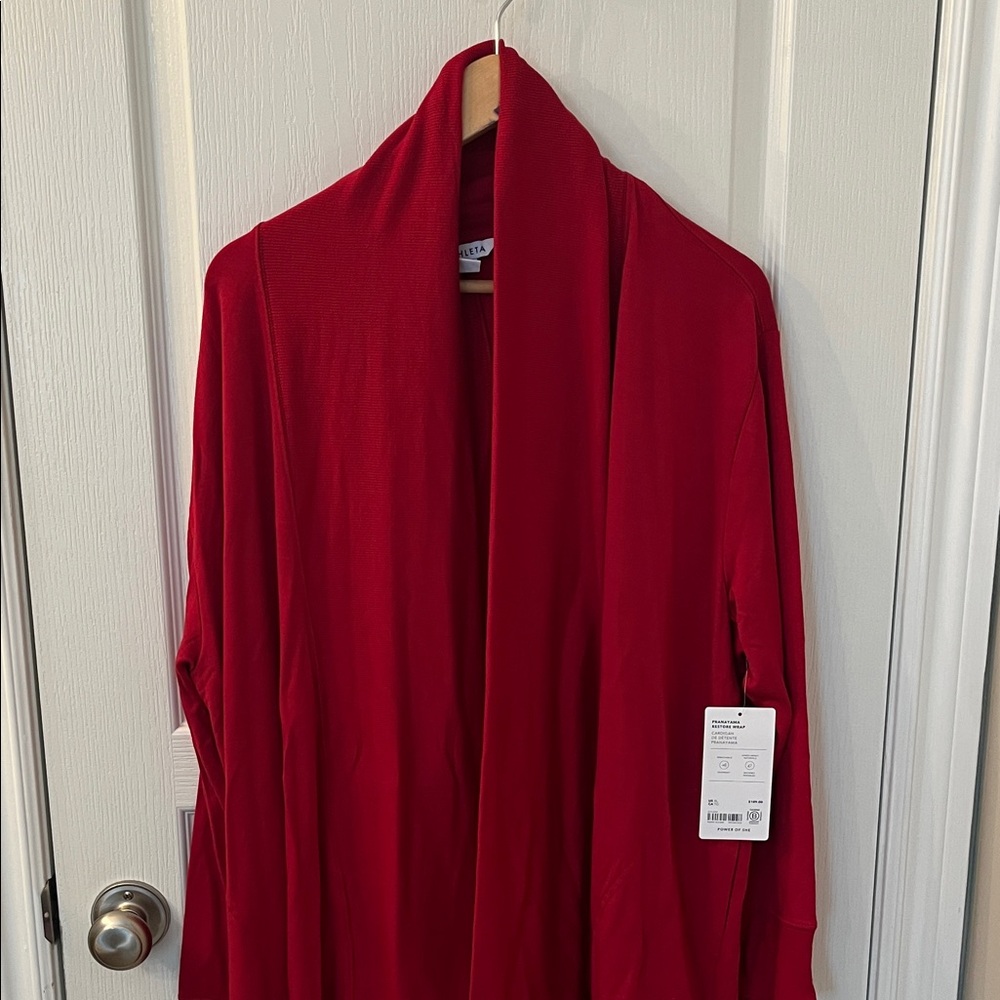 Athleta Red Open-Front Drape Cardigan